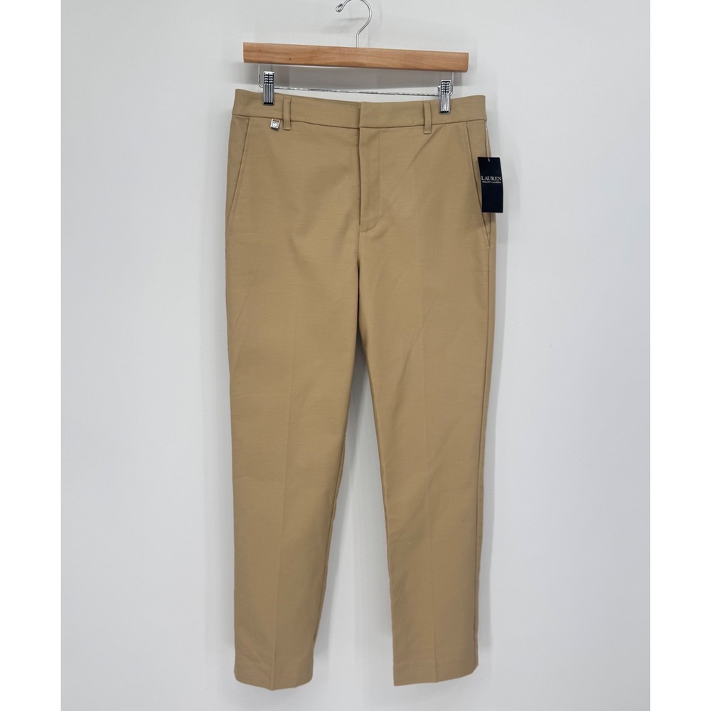 Lauren Ralph Lauren Ankle Pants Womens 8 Tan Stretch Slim Chino Office Preppy